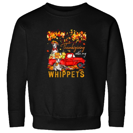 Thanksgiving With My Whippets On Pickup Truck Fall Tree Sweatshirts