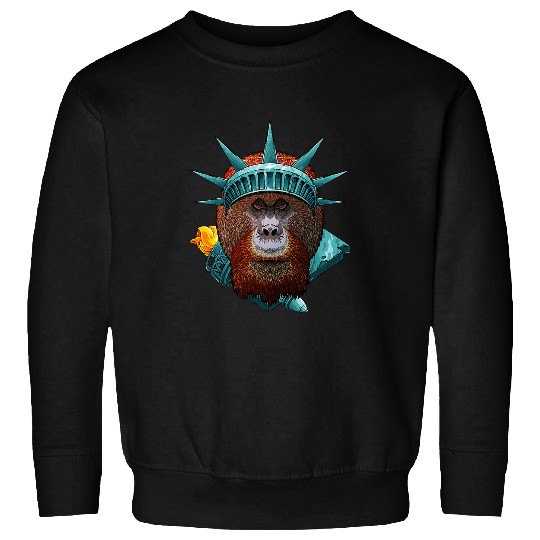 Statue Of Liberty Orangutan 4th Of July Animal USA America Sweatshirts