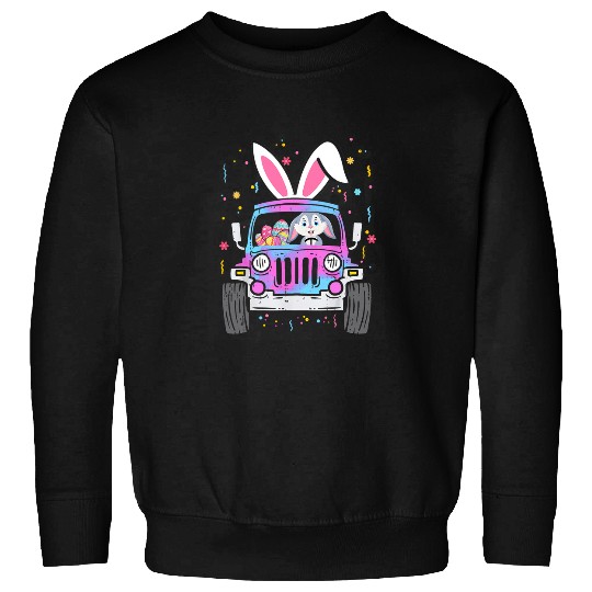 Rabbits Easter Rabbit Riding Monster Truck Funny Boys Girls Toddler Sweatshirts