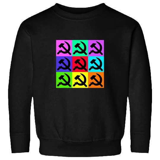 Black Hammer and Sickle Communist Colorful Pop Art Sweatshirts