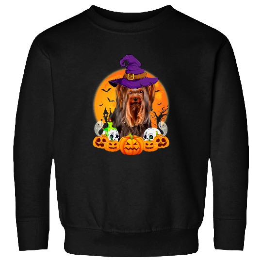 Yorkie Witch Pumpkin Halloween Dog Lover Funny 166 Sweatshirts