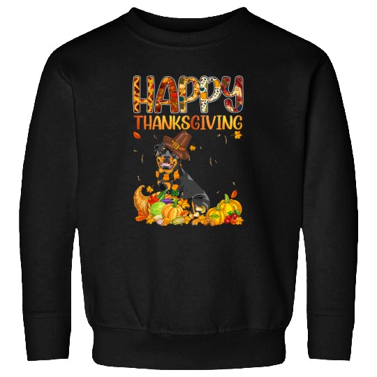 Dog Rottweiler Happy Thanksgiving Turkey Rottweiler Dog Fall Autumn Pumpkin Sweatshirts