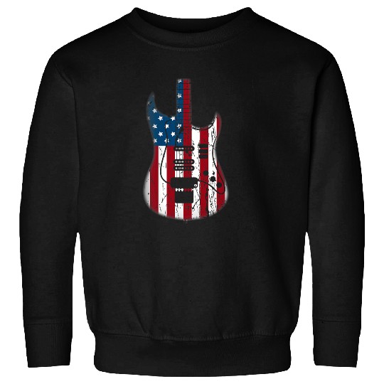 Guitarist American Flag Guitar Red White Patriotic Music Lover Guitar Sweatshirts