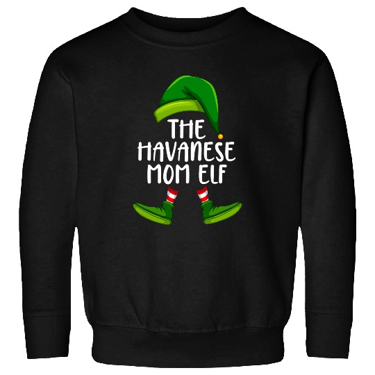 Dog Havanese Mom Dog Elf Funny Christmas Pajama X mas Women Sweatshirts