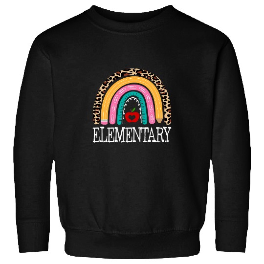 Elementary Teacher Leopard Rainbow Student Back To School Sweatshirts