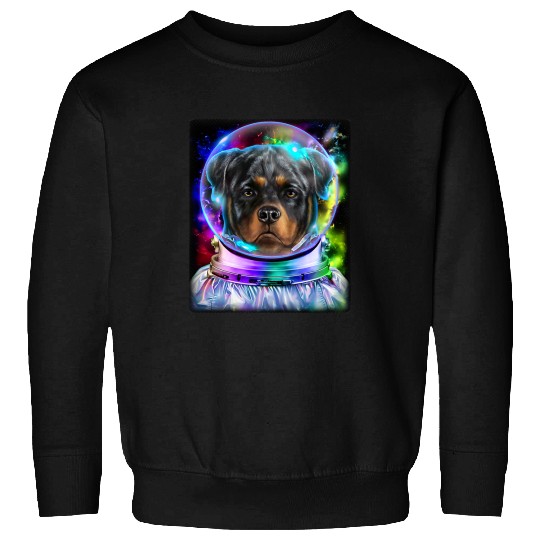 Dog Rottweiler as Astronaut Exploring Space and Galaxy Sweatshirts