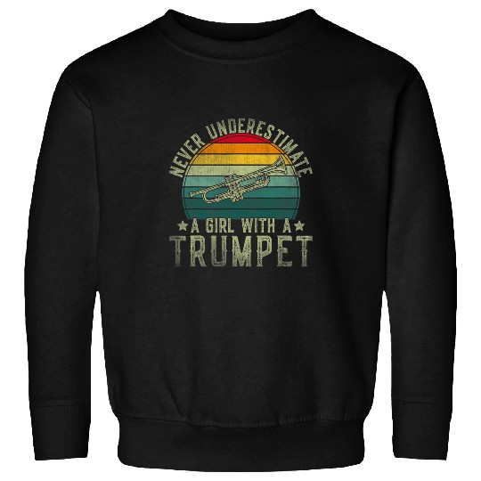 Trumpet Lover Girl Funny Trumpet Player Jazz Band trombones Retro Sweatshirts