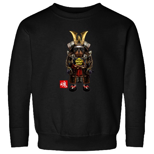 Dog Rottweiler in Full Japanese Samurai Armor Sweatshirts