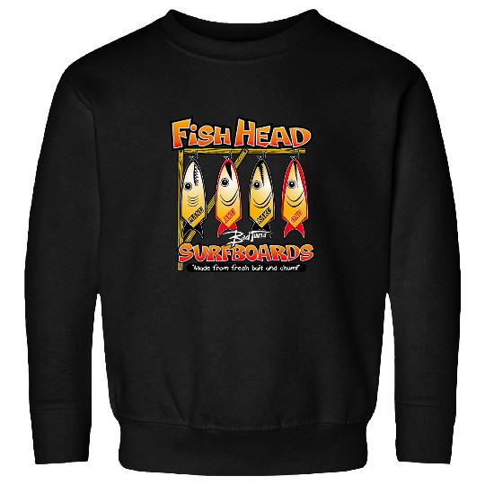 Surf Life Bad Tuna Fish Head Surfboards Island Surfing for Surfers Sweatshirts