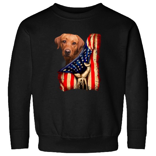 Labrador Lab Dog Foxred Labrador Retriever US Flag Fox Red Labrador Dog Lover Sweatshirts