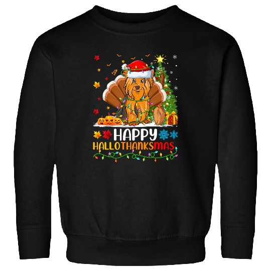 Yorkshire Terrier Dog Lover Funny Happy Yorkshire Terrier Dog HelloThanksMas Yorkie Sweatshirts