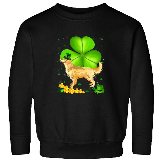 Goldie St Patricks Day Golden Retriever Shamrock Pet Lover Golden Retriever Dog Sweatshirts