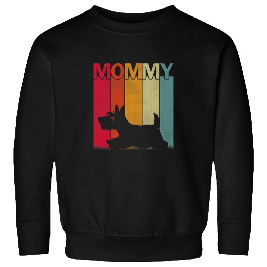 Dog Scottish Terrier Womens Scottish Terrier Dog Graphic Retro Mothers Day Mommy Sweatshirts