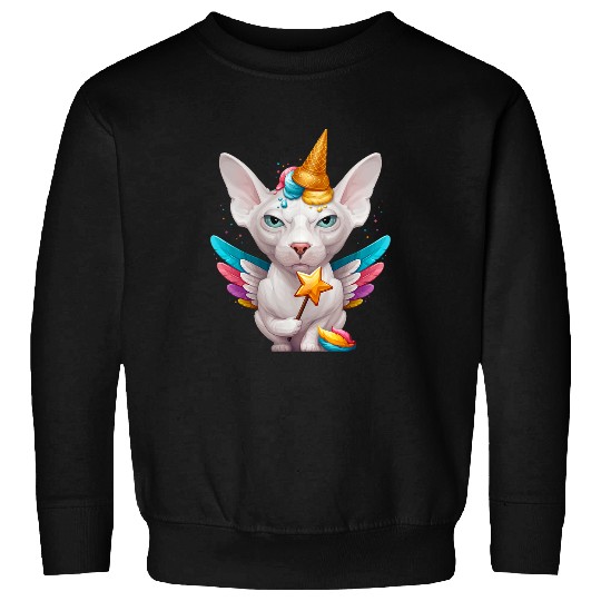 White Sphynx Cat Ice Cream Unicorn Sweatshirts
