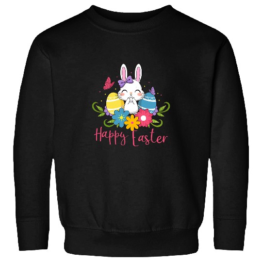 Rabbits Happy Easter Cute Rabbit Bunny Spring Easter Egg Hunt Sunday Sweatshirts