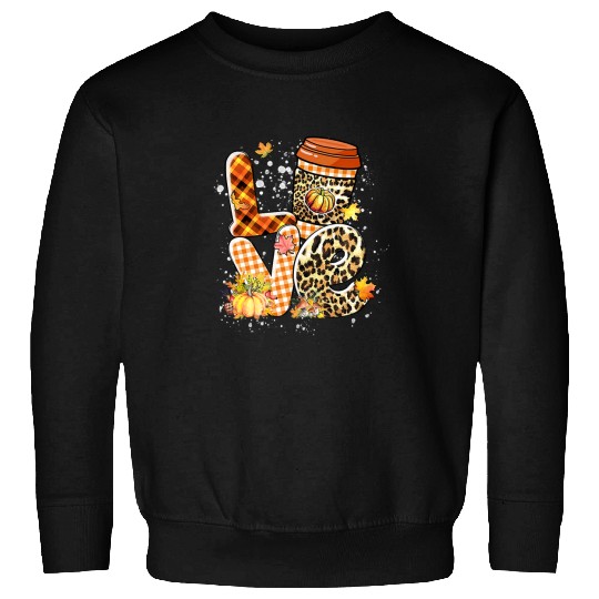 Love Pumpkin Spice Latte Leopard Fall Autumn Funny 154 Sweatshirts