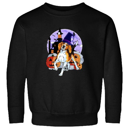 Funny Foxhound Dog Halloween Witch Pumpkin Sweatshirts