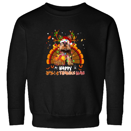 Yorkie Dog Happy Hallothanksmas Halloween Thanksgiving 111 Sweatshirts