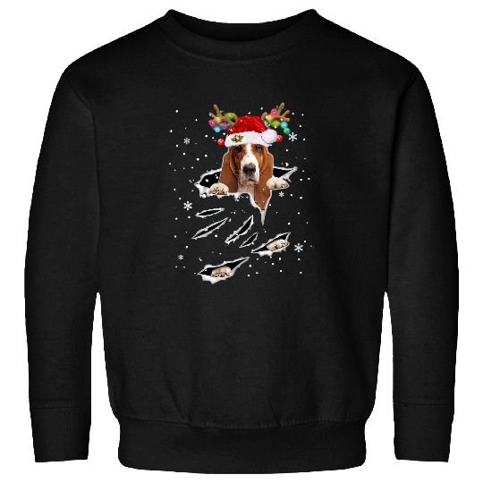 Dog Basset Hound Christmas Reindeer Hat Santa Christmas Pajama 337 Sweatshirts