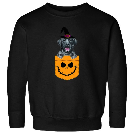 Labrador Lab Dog Halloween Pocket Black Labrador Retriever Jack O Lantern Sweatshirts