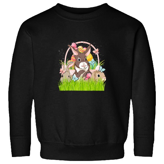 Rabbits Easter Day Cute Bunny Easter Egg Basket Rabbit Happy Easter Sweatshirts