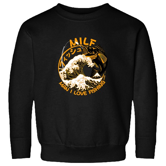 Fishing MILF Man I Love Fishing Angling Black and Gold Fisher Sweatshirts