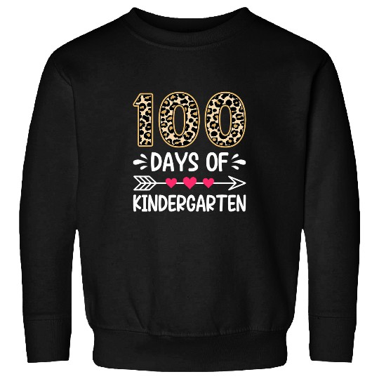 Leopard 100 Days Of Kindergarten Student Teacher Boy Girl 2 Sweatshirts