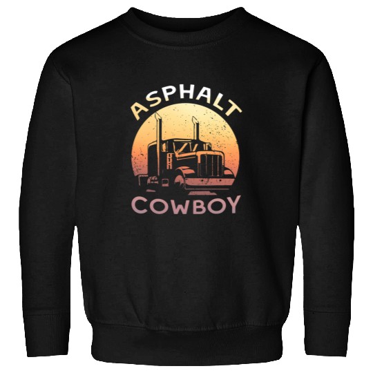 Asphalt Cowboy Trucker Truck Driver 18 Wheeler Trailer Truck Sweatshirts