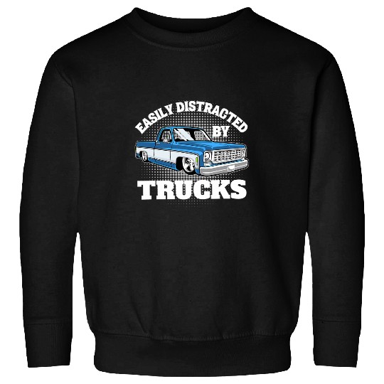 Easily Distracted By Trucks Lowrider Truck Retro Truck Sweatshirts