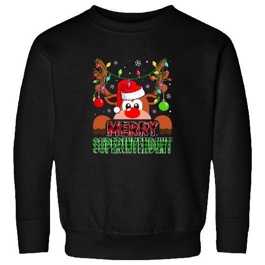 Merry Superintendent Reindeer Christmas Sweatshirts