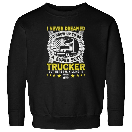 American Flag Semi Truck Driver 18 Wheeler Trucker Trucking Sweatshirts