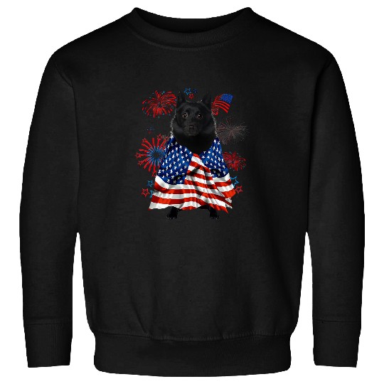 Schipperke Dog American USA Flag 4th of July Dog Lover Sweatshirts