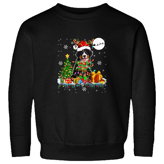 Santa Reindeer Bernese Mountain Christmas Tree Dog Owner Sweatshirts