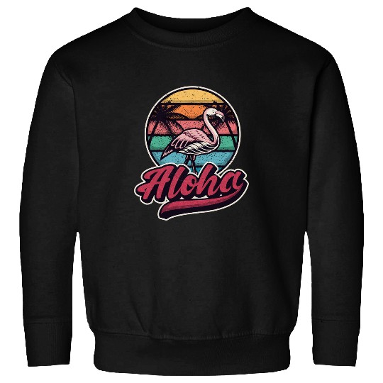 Pink Flamingo Aloha Retro Flamingo 221 Flamingos Sweatshirts