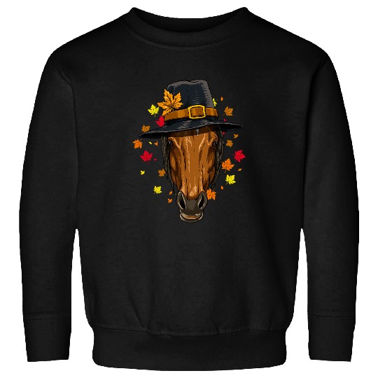 Thanksgiving Horse Pilgrim Turkey Day Autumn Fall Cowboy Sweatshirts