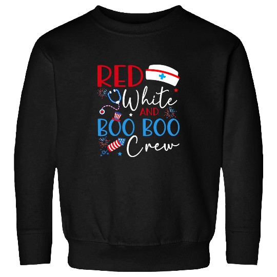 Red White And Boo Boo Crew 4th Of July nurses Nursing Sweatshirts