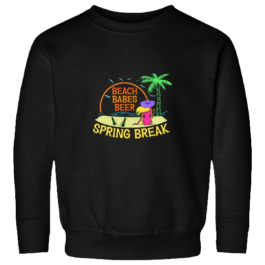 Mens Spring Break College Mens Student Beach Beer Babes Florida Sweatshirts