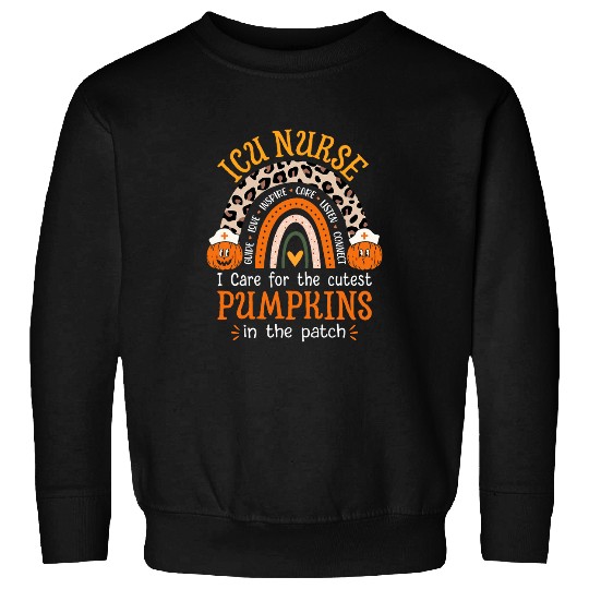 ICU nurses Rainbow Leopard Halloween Intensive Care Unit Sweatshirts