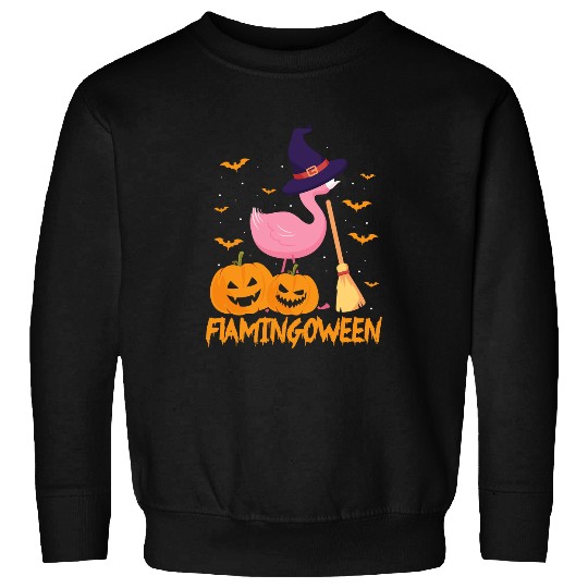 Pink Flamingo Pumpkin Flamingoween Halloween Party wild Flamingos Sweatshirts