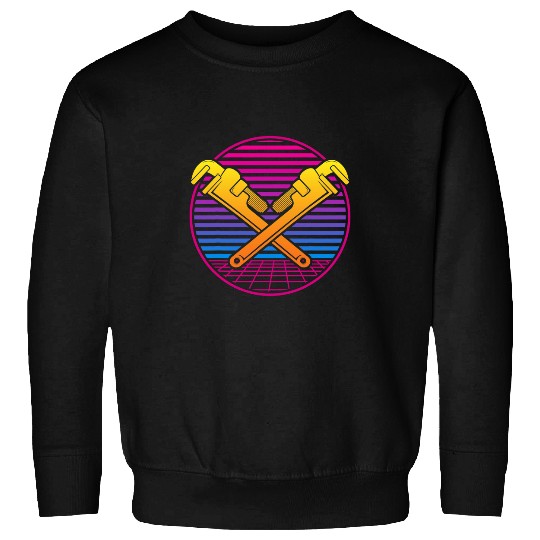Mens Retrowave Plumber Synthwave 80s plumbing tools Plumber Dad Sweatshirts