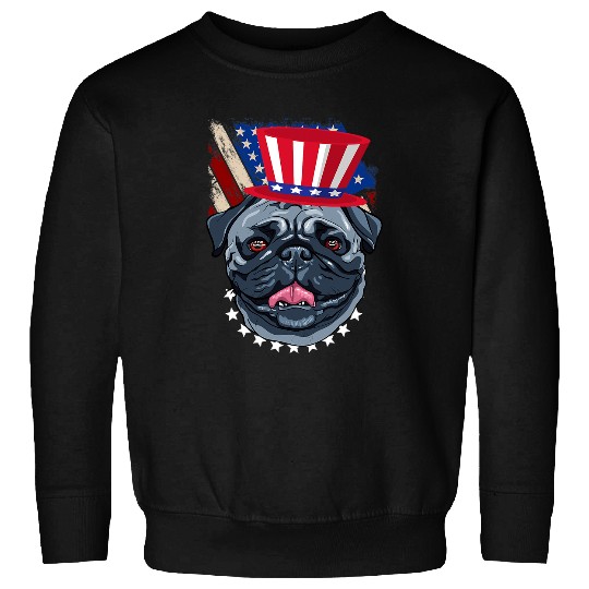 Pug Lover Patriotic Pug Veterans Day Cool Dog Puppy American Flag Hat Pugs Dog Sweatshirts