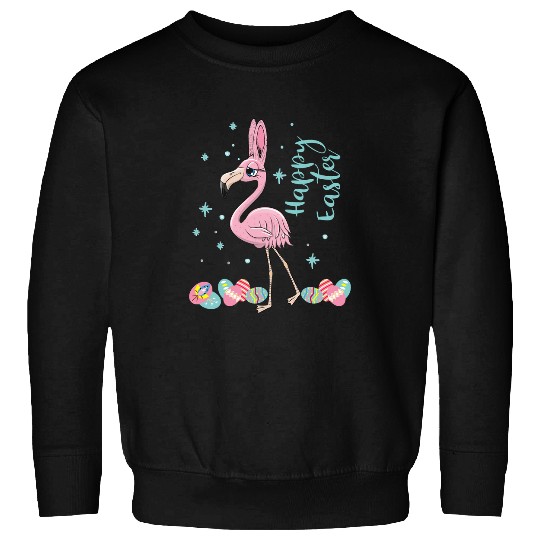 Pink Flamingo Easter Bunny Happy Easter Egg Hunting bird Flamingos Sweatshirts