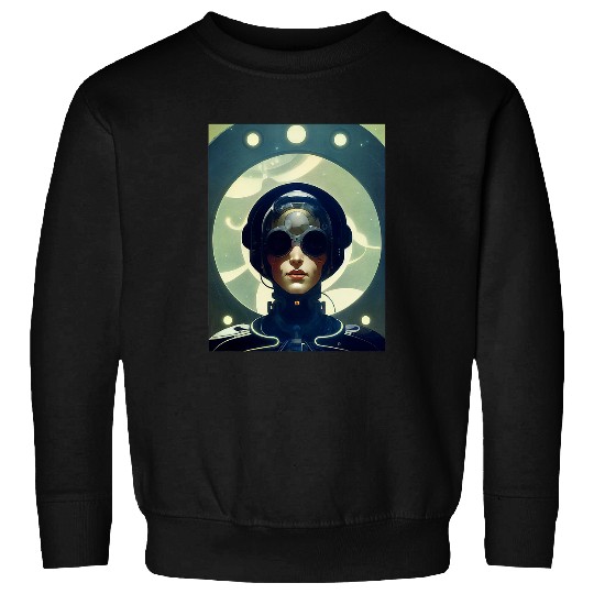 Retro Sci Fi Female Cyborg Robot vintages Space Pilot Sweatshirts
