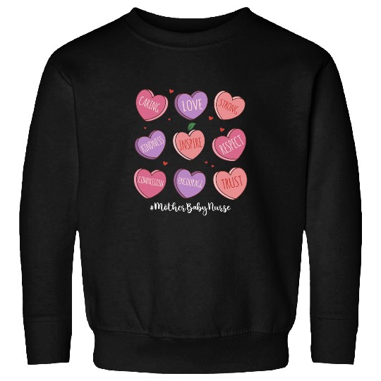 Retro Hearts Mother Baby nurses Valentines Day Women nurses Sweatshirts