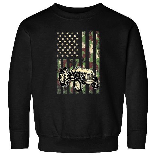 Tractor driving American Flag Patriotic Camo Farmer Dad th Of July Sweatshirts