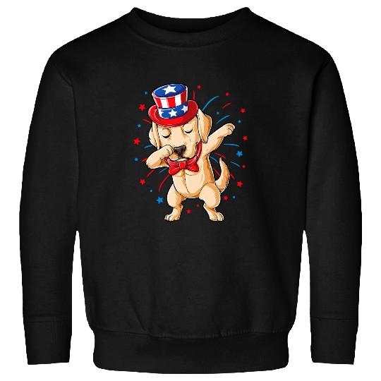 Labrador Lab Dog Dabbings Labrador 4th of July Men Women USA American Flag Sweatshirts
