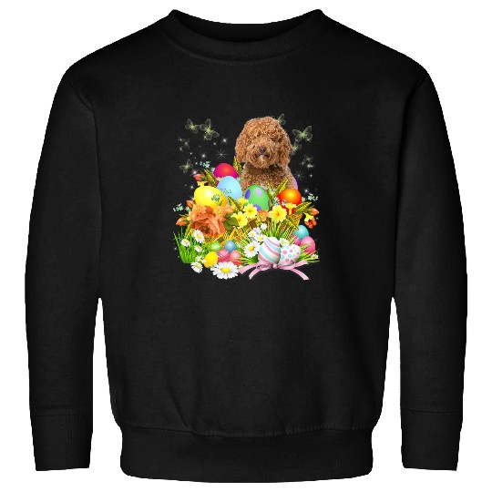 Labradoodle Bunny Dog With Easter Eggs Basket Cool Sweatshirts