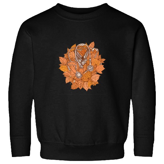 nurses Stethoscope Fall Leaves Thanksgiving Day RN Nursing Sweatshirts