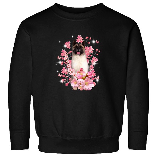 Akita Cherry Blossom Flowers Sweatshirts