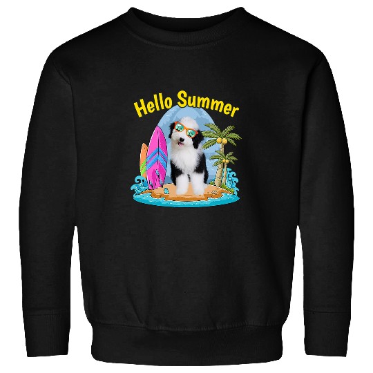 Sheepadoodle Hello Summer Dog Lover Vacation Sweatshirts